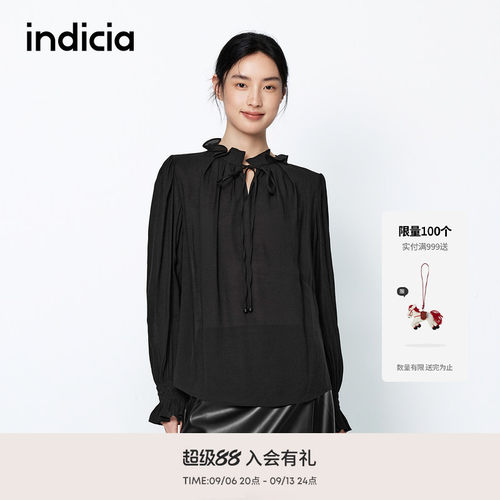 indicia标记商场同款春秋新款温柔蝴蝶结系带法式上衣F2A5SY062C