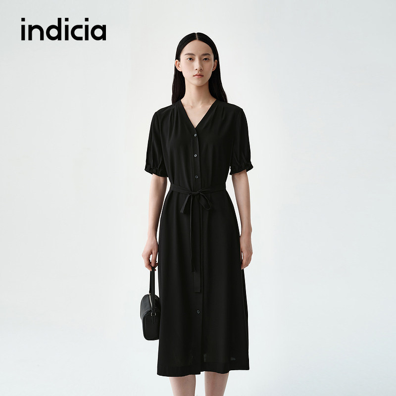 indicia标记商场同款夏季新款桑蚕丝柔软慵懒连衣裙F2B5LQ275C图片