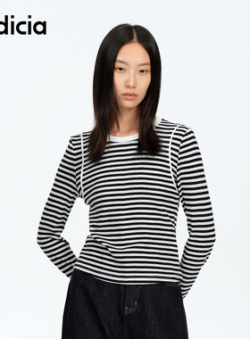 indicia标记商场同款25秋季新款黑白撞色条纹F2A5TX022C