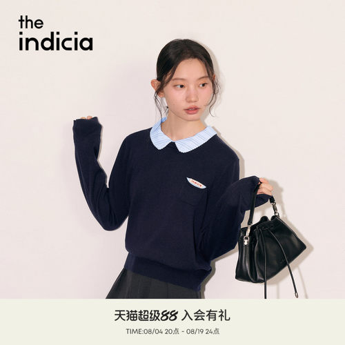 the indicia标记2026秋季新款学院减龄风娃娃领针织衫 L2C6ZZ237Y