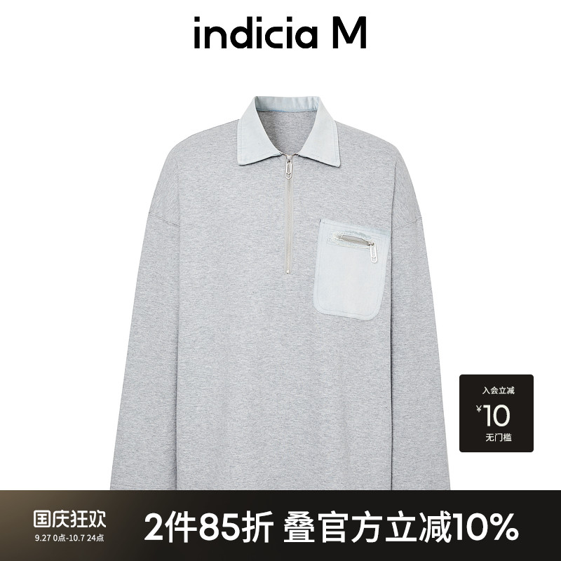 indiciaM标记男装休闲polo衫男夏季新款通勤长袖上衣 M6B412PL082