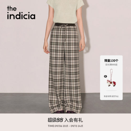 the indicia标记2026秋新款美式学院风复古咖格休闲裤 L2C6KZ238Y