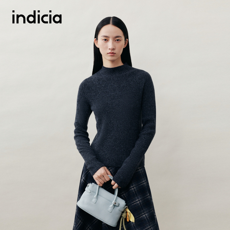 indicia标记2025冬新款简约百搭小高领保暖毛衫显高显瘦L2D5MS225