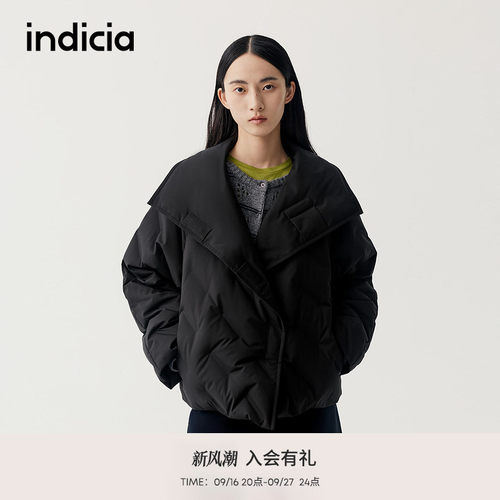 indicia标记商场同款2025冬新款时尚气质大翻领羽绒服 F2D5YR574F