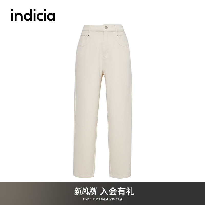 indicia标记商场同款25冬新款通勤直筒磨毛加绒休闲裤 F2D4KZ830N