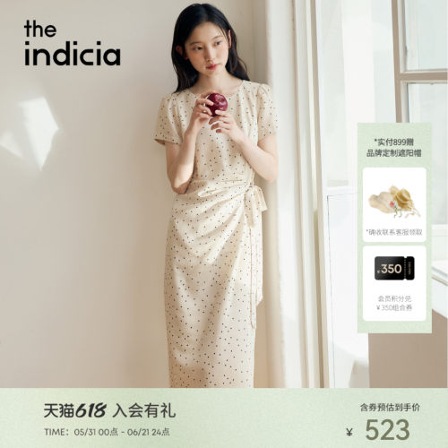 indicia标记2026夏季新款复古波点温柔风显白短袖连衣裙L2B6LQ170