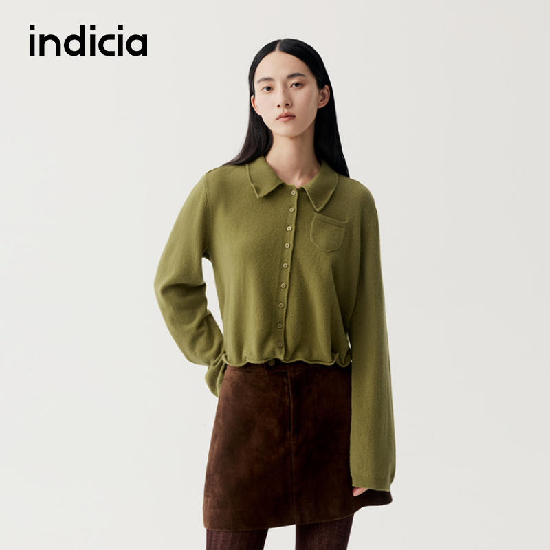 indicia标记商场同款2025冬新款简约气质减龄短款开衫F2D5KS557F