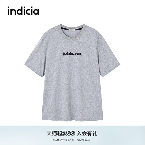 indicia标记商场同款夏季舒适极简风立体字母短袖T恤 F2C5TX377N