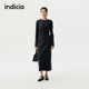 indicia标记商场同款 连衣裙显瘦F2C5TZ420C 25秋新款 褶皱收腰长袖