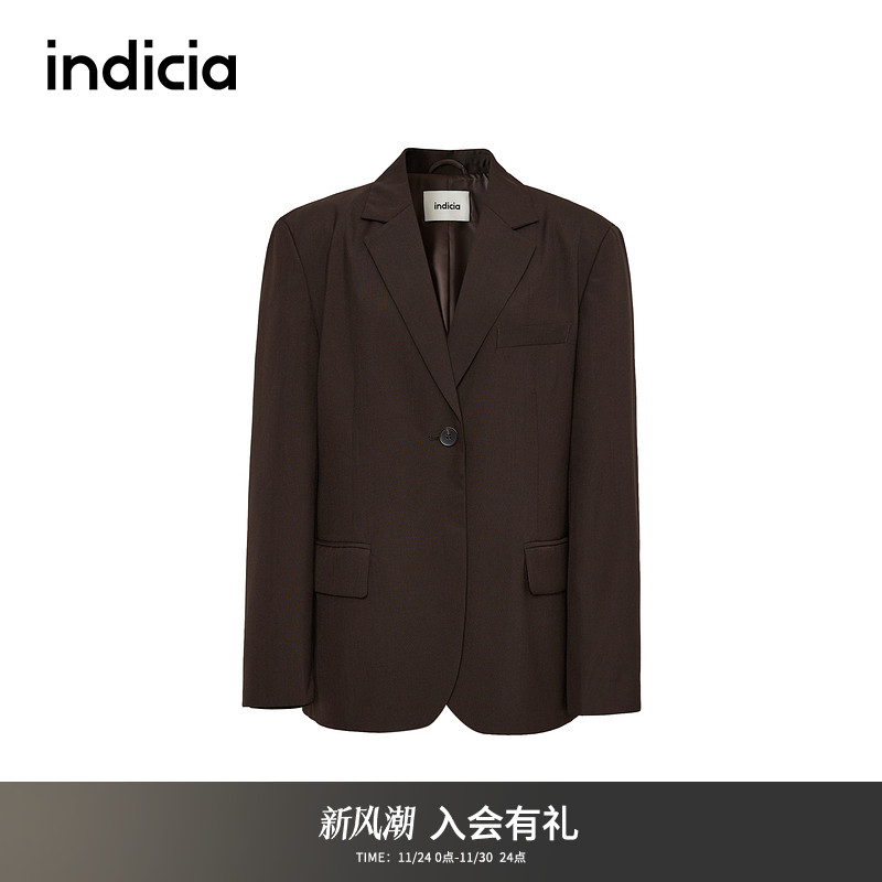 indicia标记商场同款春秋美拉德咖色通勤百搭西装外套F2C4XZ494C