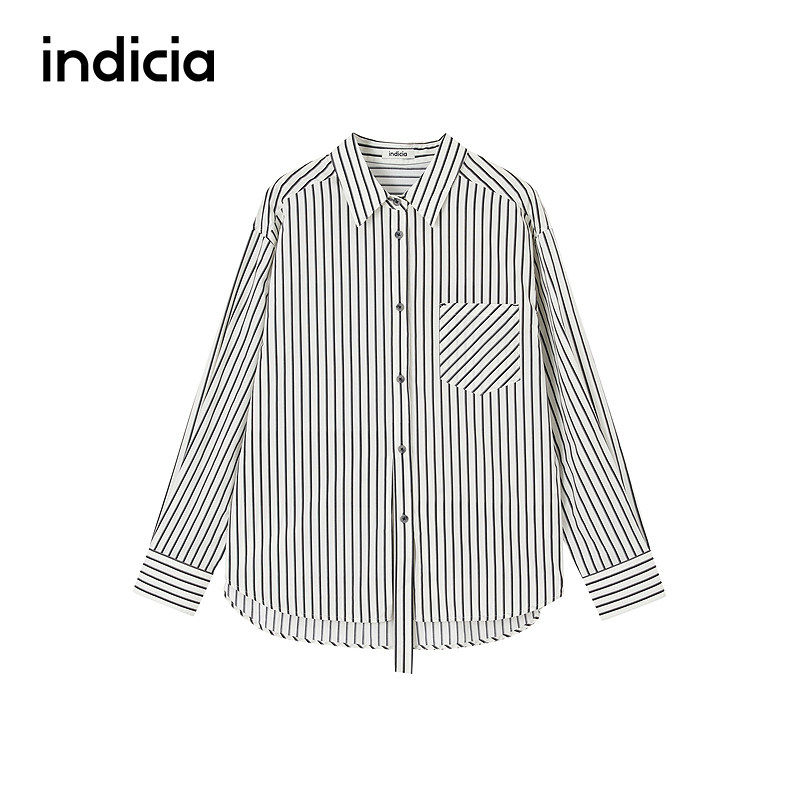 indicia标记商场同款春秋法式宽松慵懒风廓形长袖衬衫 F2C5CS360C图片