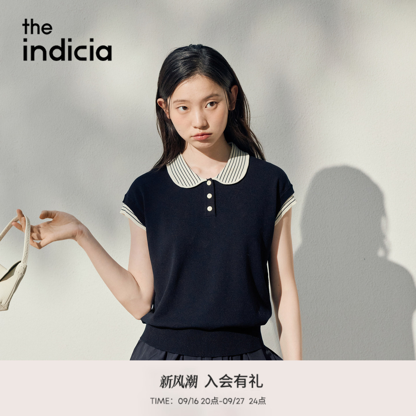 the indicia标记2026夏新款复古减龄娃娃Polo领针织衫 L2B6ZZ188Y图片