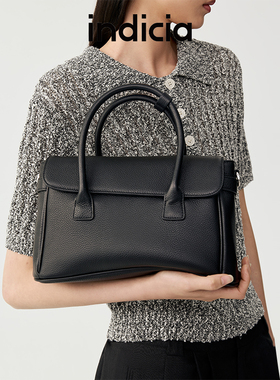 indicia&翻盖波士顿单肩斜挎手拎包AF2B5BP068大容量高端牛皮轻奢