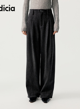 indicia标记商场同款25冬新款简约百搭高腰阔腿休闲裤 F2D5KZ497C