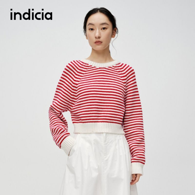标记针织毛衫indicia条纹