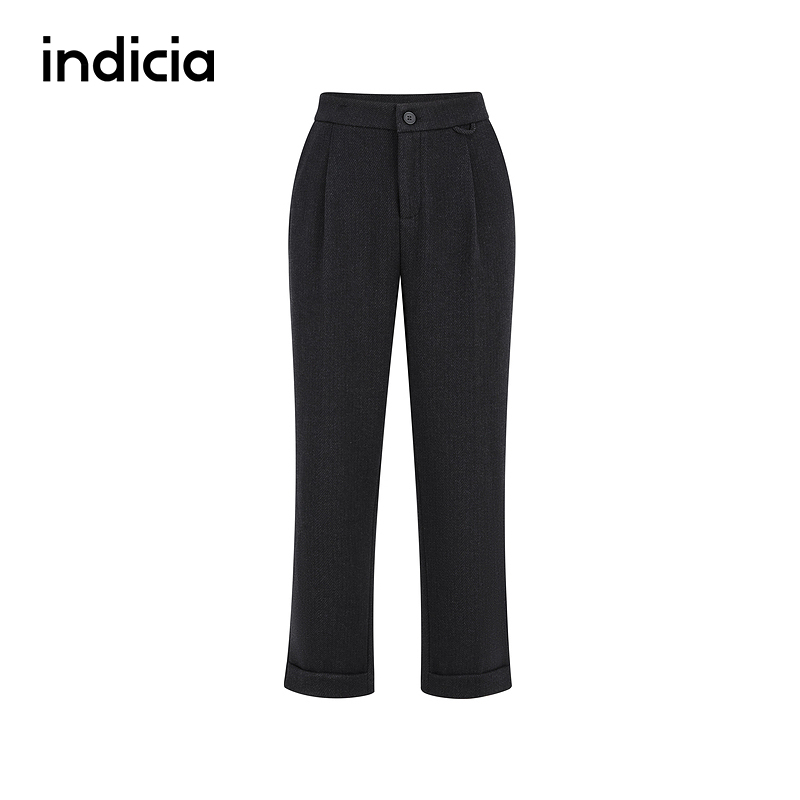 indicia标记商场同款直筒休闲高腰西装裤通勤F2D4KZ832N