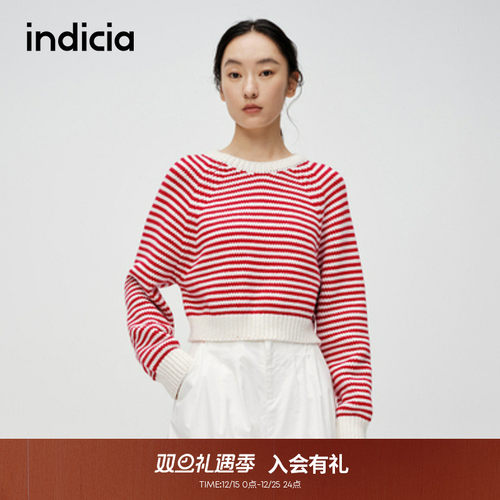 标记针织毛衫indicia条纹