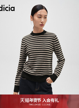 indicia标记商场同款25冬新款条纹简约设计感百搭毛衫 F2D4MS794N