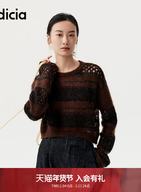 indicia标记商场同款秋季美拉德风时尚镂空针织衫毛衫 F2C4MS440F