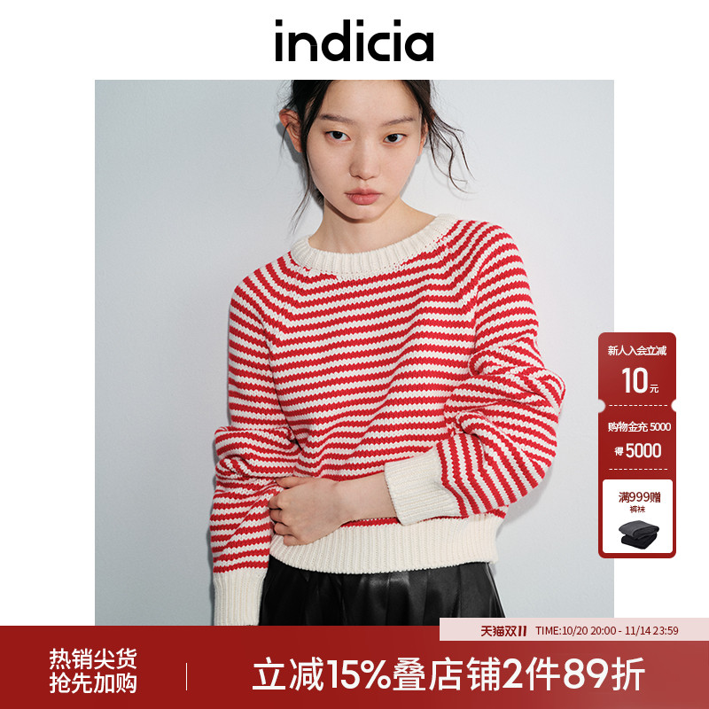 标记针织毛衫indicia条纹
