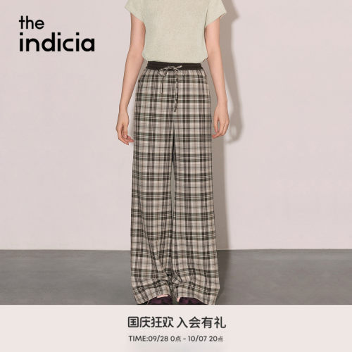 the indicia标记2026秋新款美式学院风复古咖格休闲裤 L2C6KZ238Y