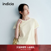 indicia标记25夏新款 奶黄色少女感假两件短袖 上衣女T恤L2B5TX055