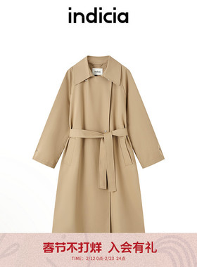 indicia标记商场同款25春季新款质感休闲长款工装风衣 F2A5FY064C