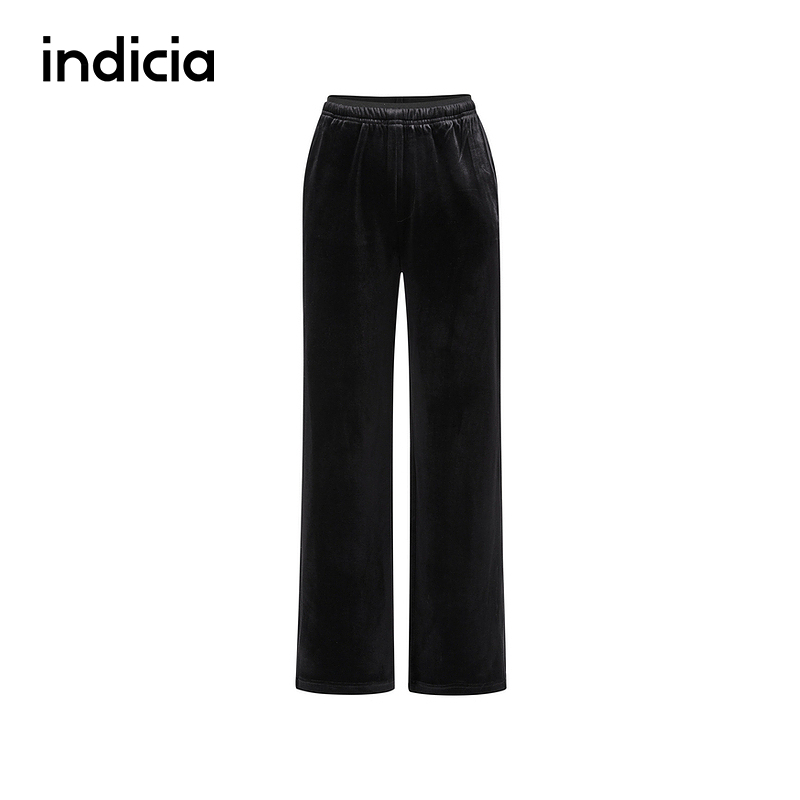 indicia标记25秋新款简约质感丝绒休闲裤百搭显瘦长裤F2A5KZ077N