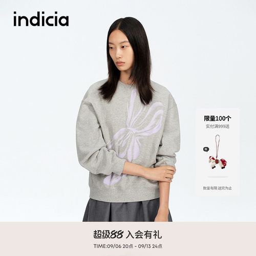 indicia标记商场同款春秋新款设计感百搭宽松印花卫衣 F2A5WY024C