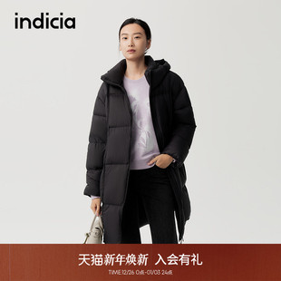 连帽保暖羽绒服女F2D4YR797F indicia标记90%鸭绒长款 云朵羽绒