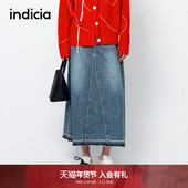 简约通勤风复古牛仔半身裙 indicia标记商场同款 春季 6A403QZ131C