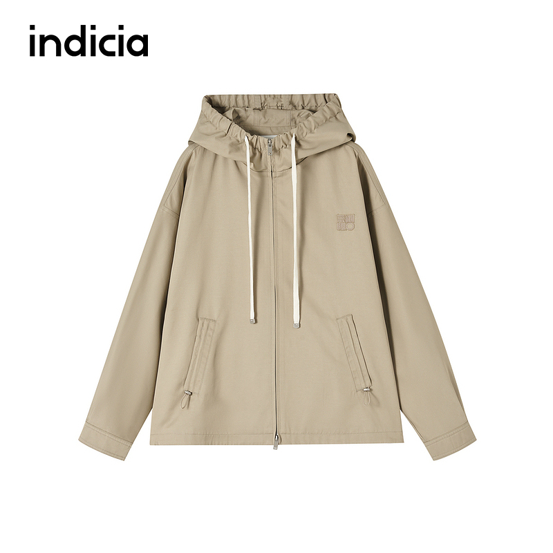 indicia标记商场同款25秋新款连帽休闲简约风短款风衣 F2A5FY057N