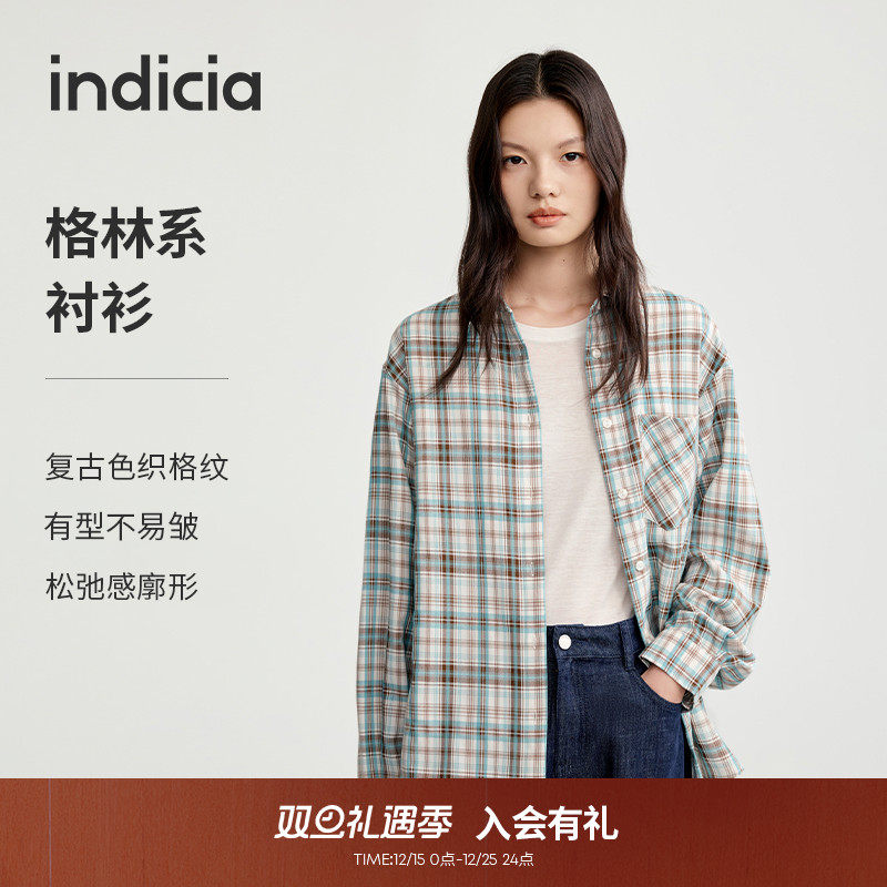 indicia标记休闲随性街头风衬衫