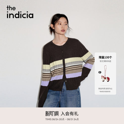 the indicia标记2026秋季新款复古温柔感撞色条纹开衫 L2C6KS221Z