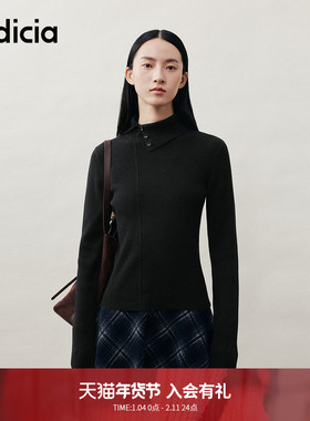 indicia标记2025冬季新款不规则翻领设计感舒适百搭毛衫L2D5MS292