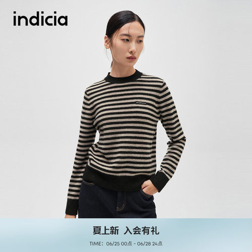 indicia标记条纹简约设计感毛衫