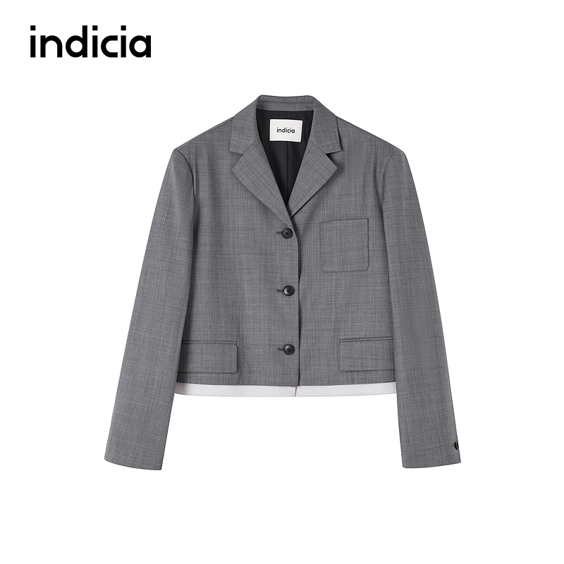 indicia标记商场同款25秋新款宽松简约拼接西服短外套F2A5XZ049F