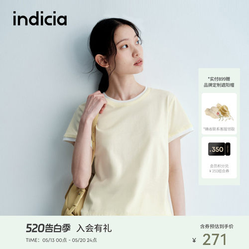 indicia标记少女感柔软短袖T恤