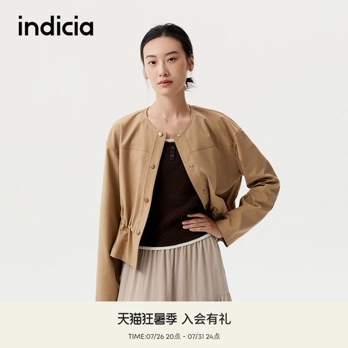 indicia标记商场同款春秋新款巴恩风下摆褶皱短外套F2C5WT412C