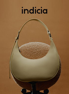 indicia标记包包全粒面牛皮大容量百搭通勤月亮腋下包S6A402BP327