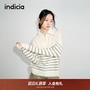 【翻领两穿毛衫】indicia标记25年秋冬羊毛条纹针织毛衫L2D5MS223