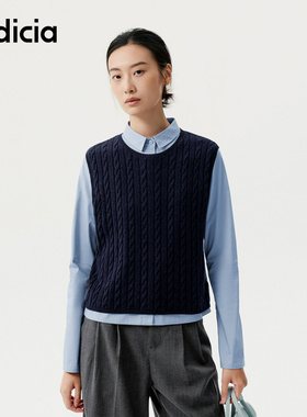 indicia标记商场同款2025秋新老钱风麻花纹理叠穿背心 F2C5BX388C