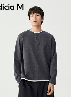 indiciaM标记男装商场同款25秋新款花灰色长袖圆领T恤M2D5TX118L