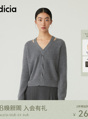 indicia标记女装冬商场同款简约通勤扭结针织毛衣上衣5D310MS546