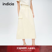 indicia标记商场同款 早春清新黄油色休闲工装 风半身裙6A402QZ060N