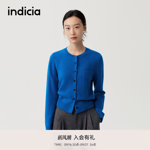 indicia标记克莱因蓝羊绒开衫