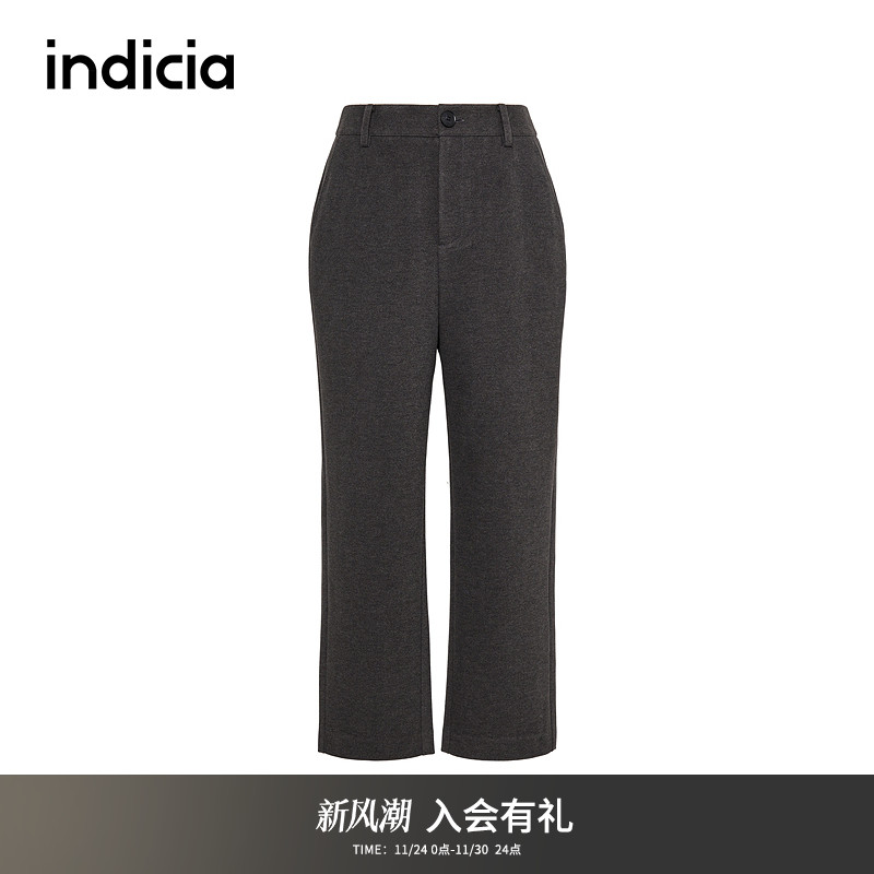 indicia标记商场同款冬季新款深灰休闲裤质感烟管裤女F2D4KZ840C