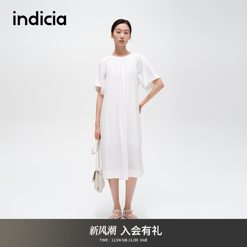 indicia标记简约时尚短袖连衣裙
