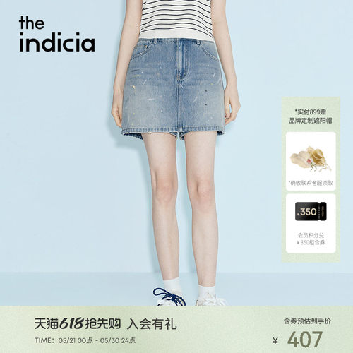 the indicia标记26夏纯棉复古涂鸦A字显瘦工装牛仔半裙 L2B6QZ098