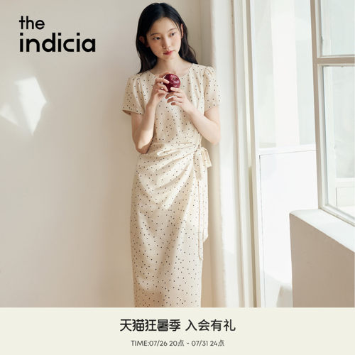indicia标记2026夏季新款复古波点温柔风显白短袖连衣裙L2B6LQ170